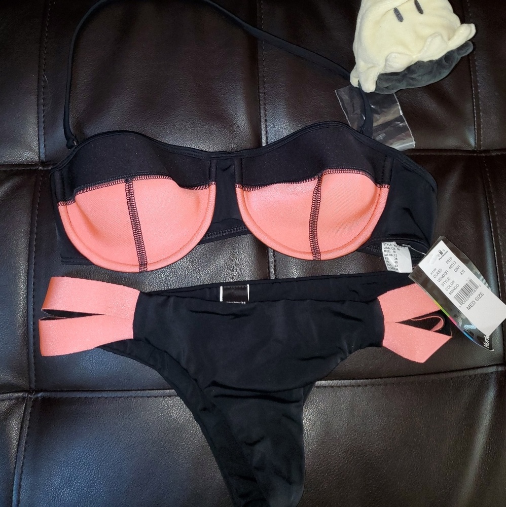 NWT Hurley Pink/Black Colorblock Bikini Swimsuit